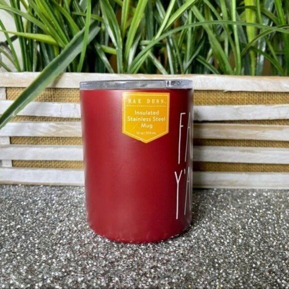 Rae Dunn Mug Burgundy Fall Y’all Stainless Steel 12 oz Coffee Cup New - Picture 2 of 6